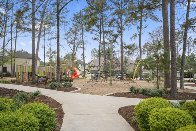 communal playground with a residential view