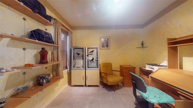 office area featuring light tile patterned floors