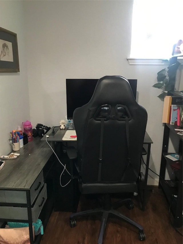 home office featuring wood finished floors