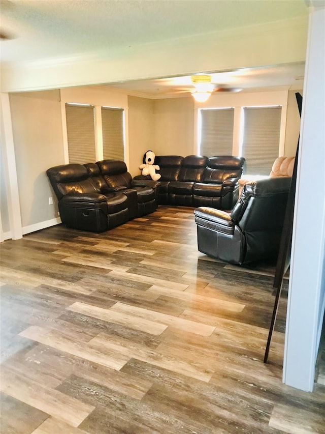 living area with wood finished floors