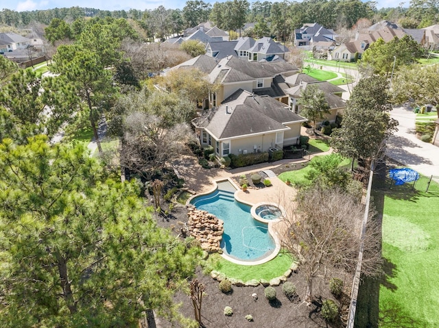 bird's eye view with a residential view