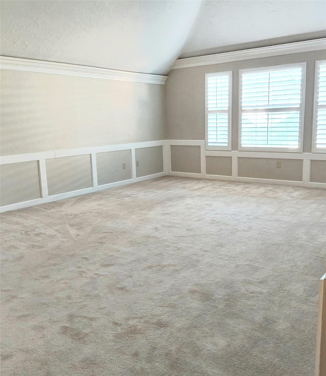 5523 Fragrant Cloud Ct, Houston, TX 77041 - bonus room with vaulted ceiling, a textured ceiling, and carpet