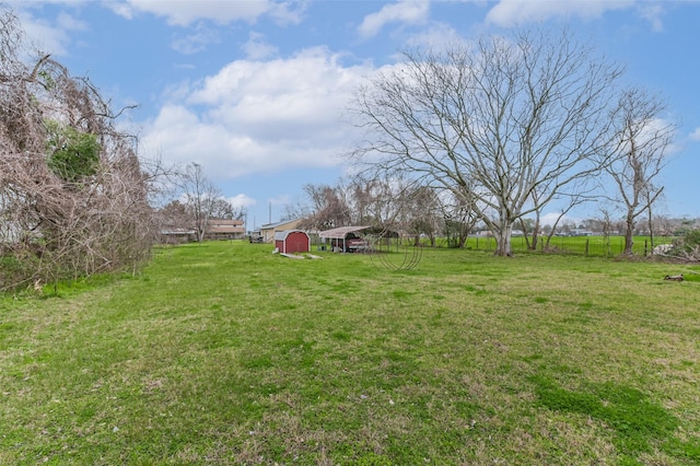 view of yard featuring an outdoor structure