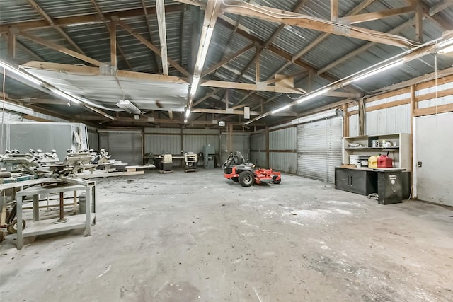 garage featuring metal wall