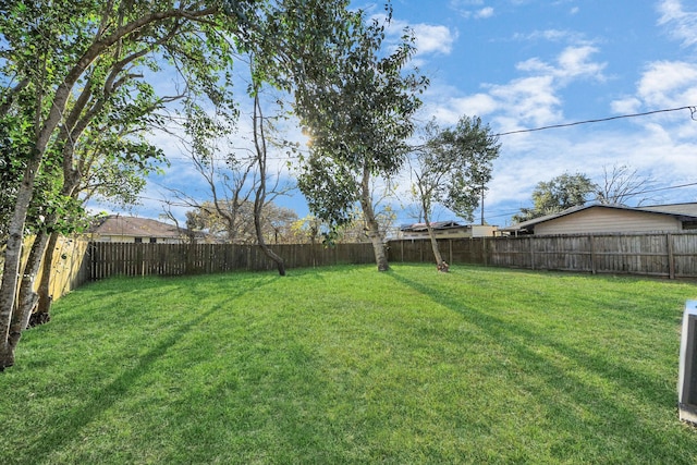 view of yard featuring a fenced backyard