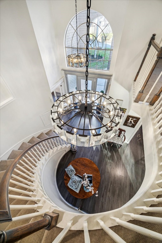 interior space with a notable chandelier