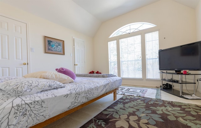 bedroom with vaulted ceiling