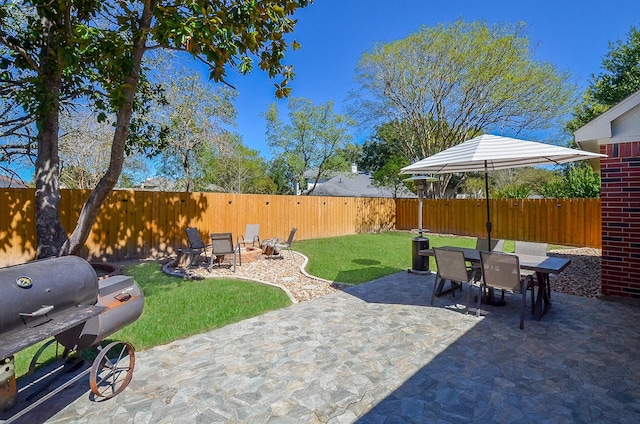 view of patio / terrace featuring outdoor dining space and a fenced backyard