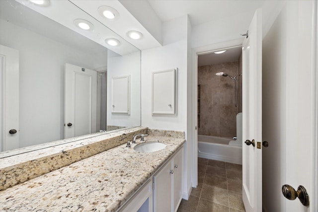 full bathroom featuring vanity, tile patterned floors, and shower / bathing tub combination