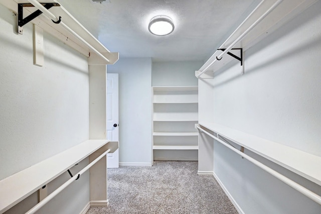 walk in closet with carpet