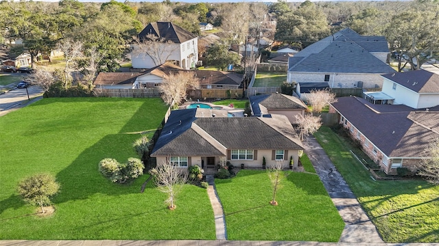 bird's eye view with a residential view