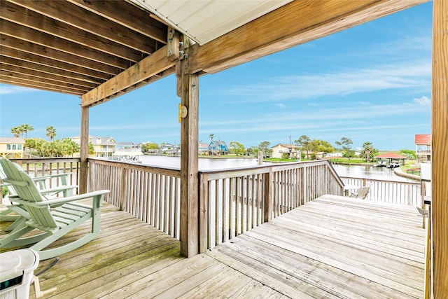 deck with a water view