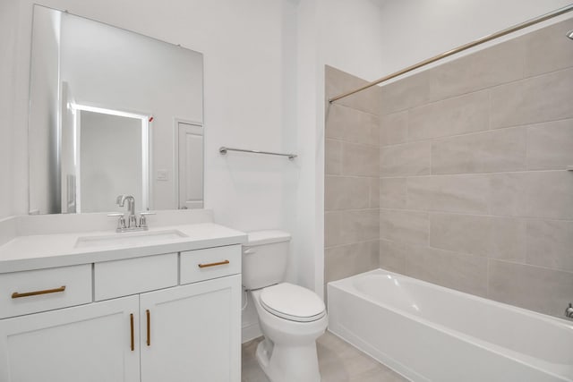 full bathroom featuring toilet,  shower combination, and vanity