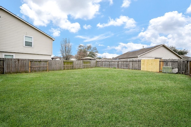 view of yard featuring a fenced backyard