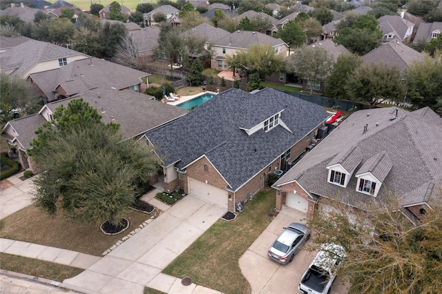 aerial view with a residential view