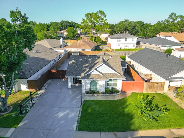 drone / aerial view with a residential view