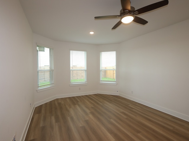21706 Persian Lake Dr, Cypress, TX 77433 - unfurnished room with wood finished floors, a ceiling fan, and recessed lighting