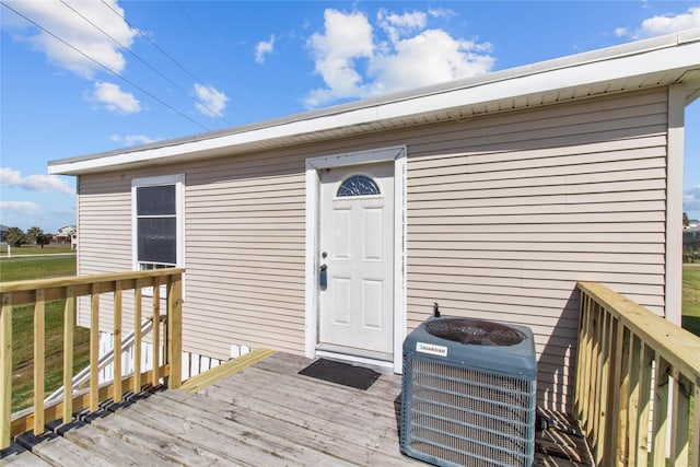 wooden terrace with central AC unit