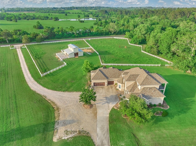 bird's eye view with a rural view