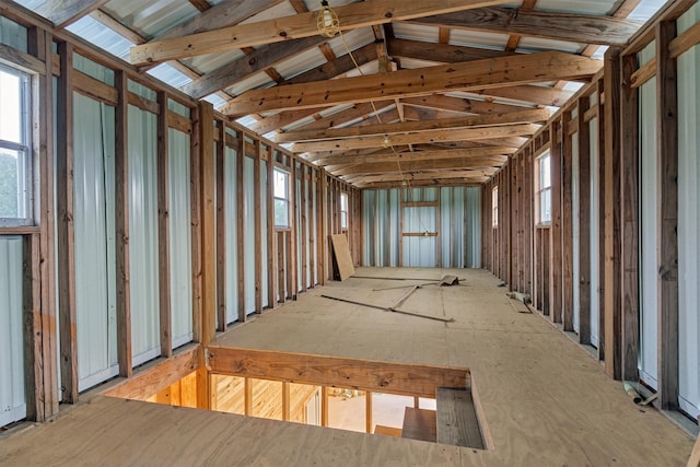 misc room featuring lofted ceiling