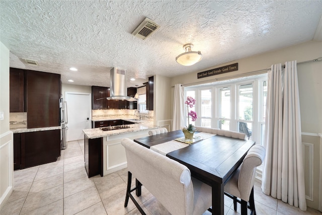 dining room featuring recessed lighting, visible vents, and light tile patterned flooring