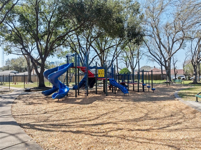 community jungle gym with fence