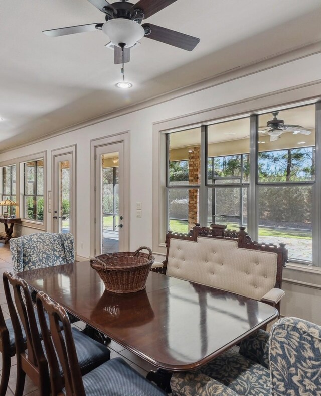 901 Longmire Rd Unit 17, Conroe, TX 77304 - dining room featuring ceiling fan, healthy amount of natural light, and ornamental molding