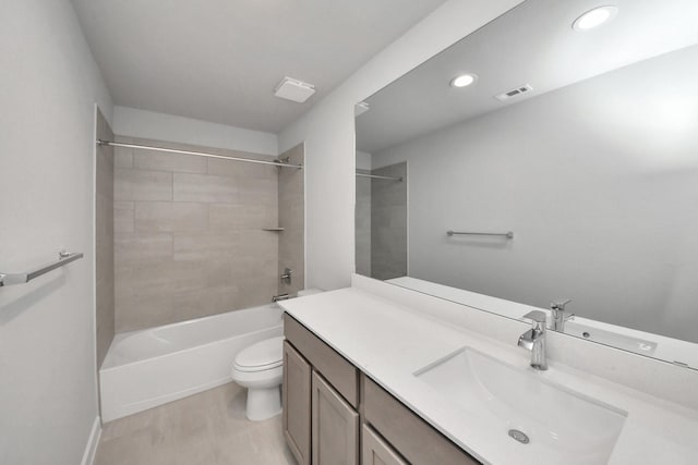 11926 Maple Oak Dr, Houston, TX 77066 - full bathroom featuring vanity, bathing tub / shower combination, and recessed lighting