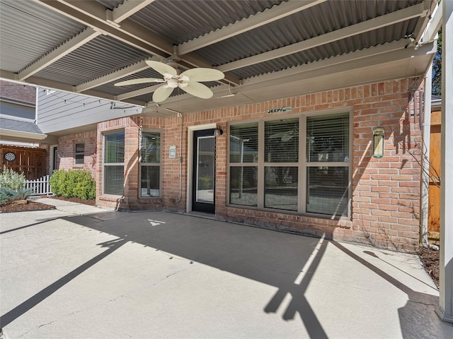 view of patio featuring a ceiling fan