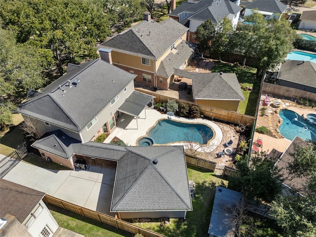 aerial view with a residential view