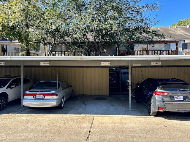 view of covered parking lot