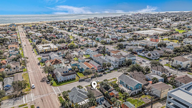 aerial view with a water view and a residential view