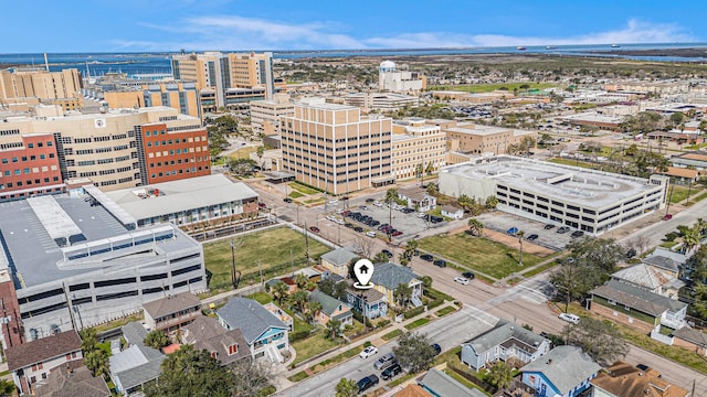 drone / aerial view with a city view