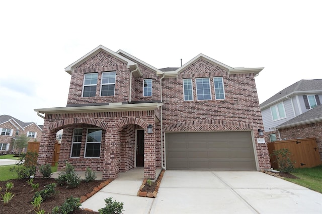 8622 Pier Cove Dr, Cypress, TX 77433 - traditional-style home with brick siding, driveway, a garage, and a porch
