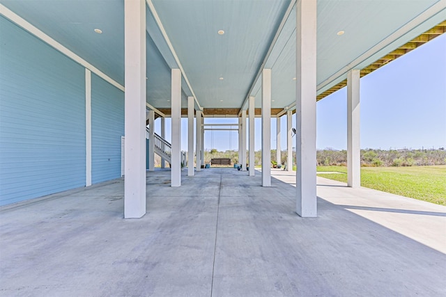 view of patio / terrace with stairway