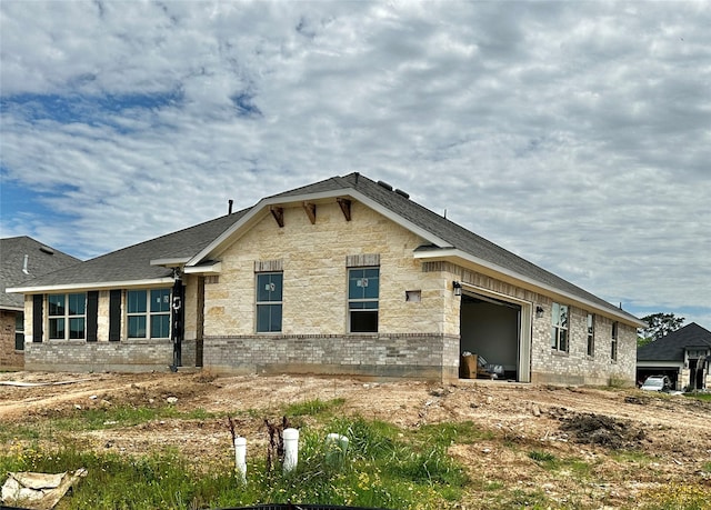 4427 Leslies Way, Dickinson, TX 77539 - view of front of house with brick siding, an attached garage, and a shingled roof