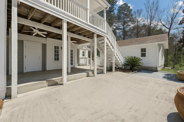 view of patio with stairway