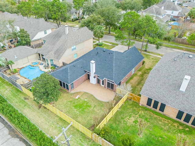 aerial view with a residential view