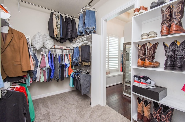 spacious closet with carpet floors