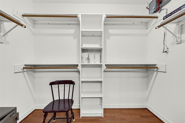 spacious closet with wood finished floors