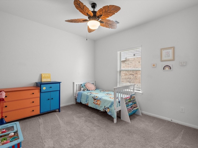 bedroom with light carpet, visible vents, and baseboards