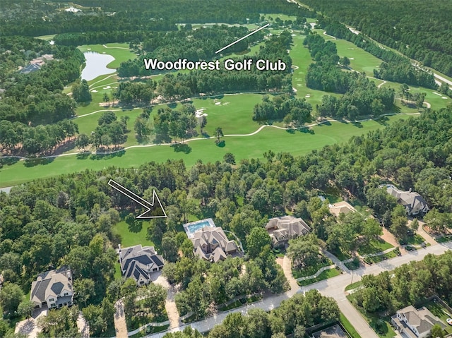 aerial view featuring golf course view