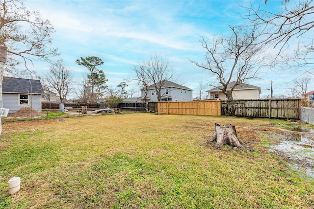 view of yard featuring a fenced backyard