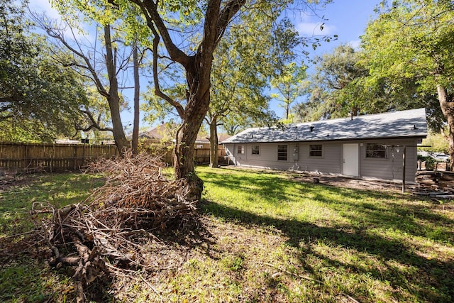 view of yard with a fenced backyard and a patio