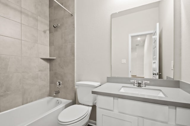 full bathroom featuring vanity, toilet, and shower / washtub combination