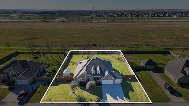 aerial view featuring a rural view