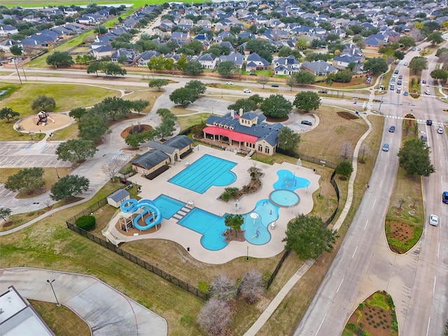 aerial view with a residential view