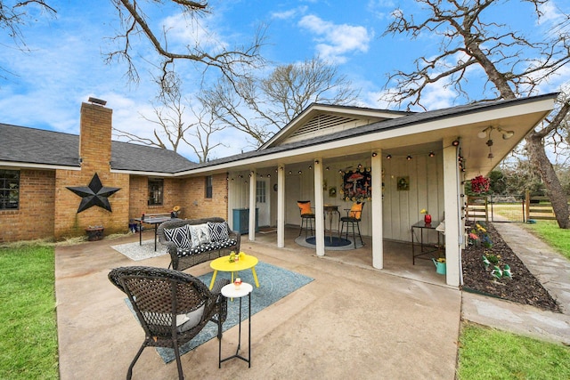 view of patio / terrace featuring an outdoor living space