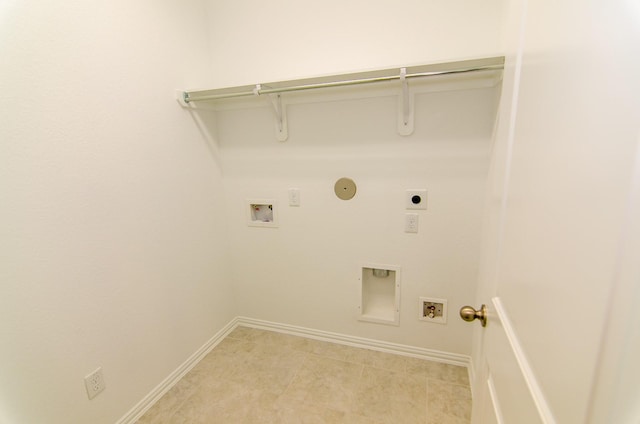 laundry room featuring hookup for an electric dryer, hookup for a washing machine, baseboards, laundry area, and hookup for a gas dryer