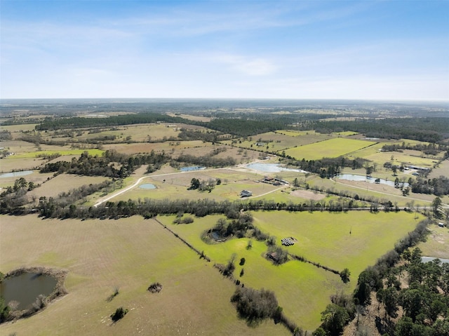 birds eye view of property featuring a rural view